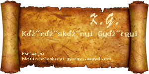 Köröskényi Györgyi névjegykártya